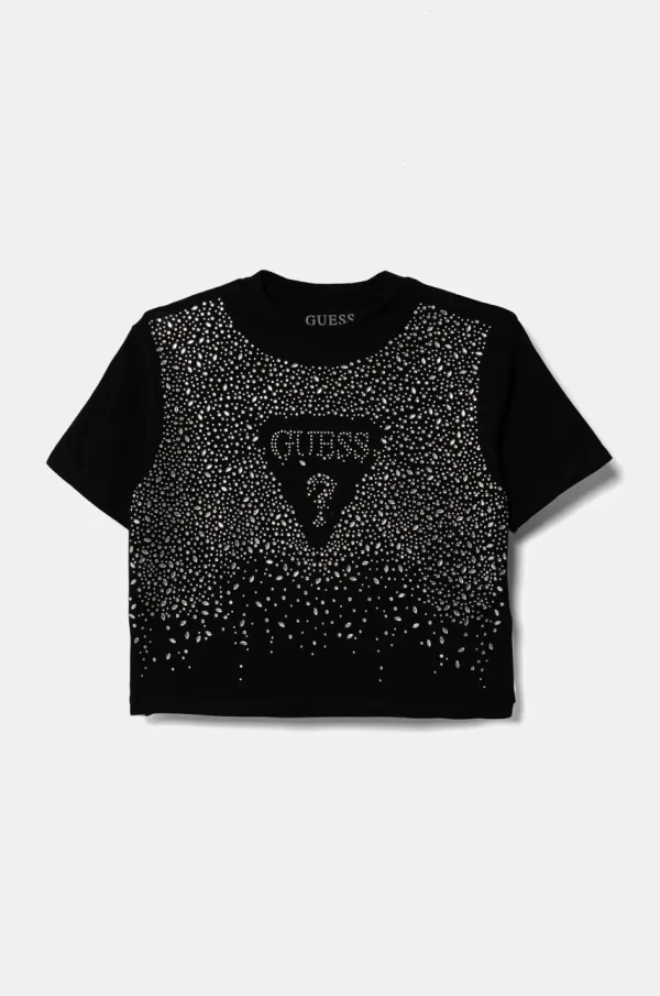 Guess Otroška kratka majica Guess črna barva, J5RI13 K6YW4