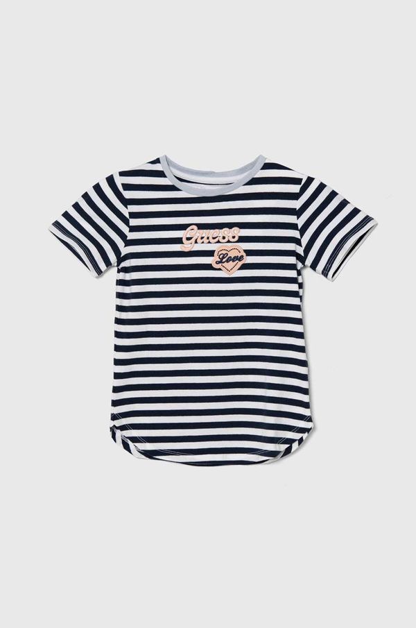 Guess Otroška kratka majica Guess mornarsko modra barva