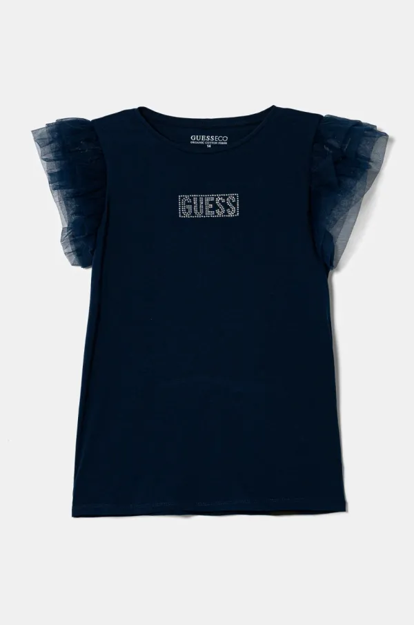 Guess Otroška kratka majica Guess mornarsko modra barva, J5RI17 K6YW4