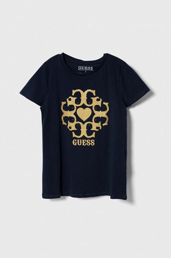 Guess Otroška kratka majica Guess mornarsko modra barva