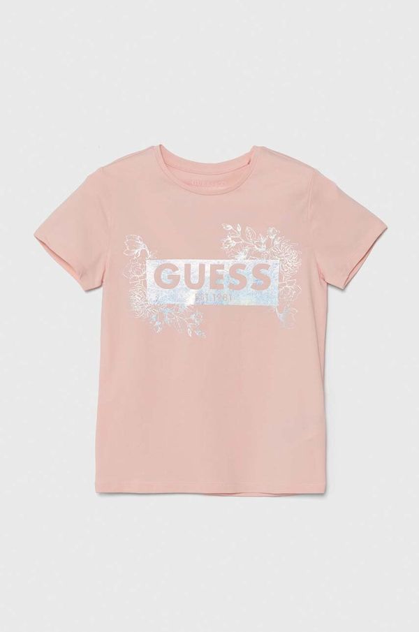 Guess Otroška kratka majica Guess roza barva, J4YI21 K6YW4