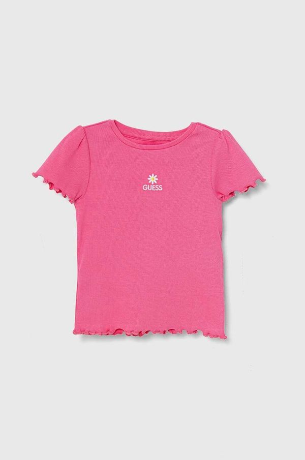 Guess Otroška kratka majica Guess roza barva, K4YI14 KBZP4