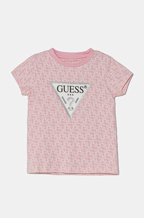 Guess Otroška kratka majica Guess roza barva, K5RI15 K6YW4