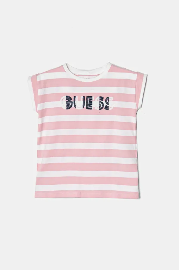 Guess Otroška kratka majica Guess roza barva, K5RI20 K9NF4