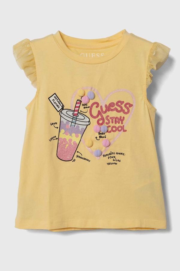 Guess Otroška kratka majica Guess rumena barva