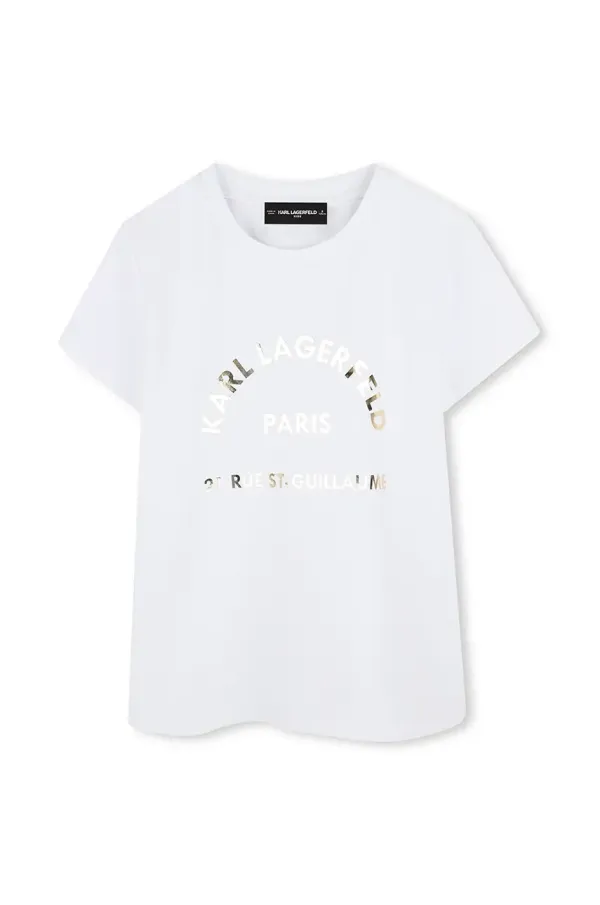 Karl Lagerfeld Otroška kratka majica Karl Lagerfeld bela barva, Z30447