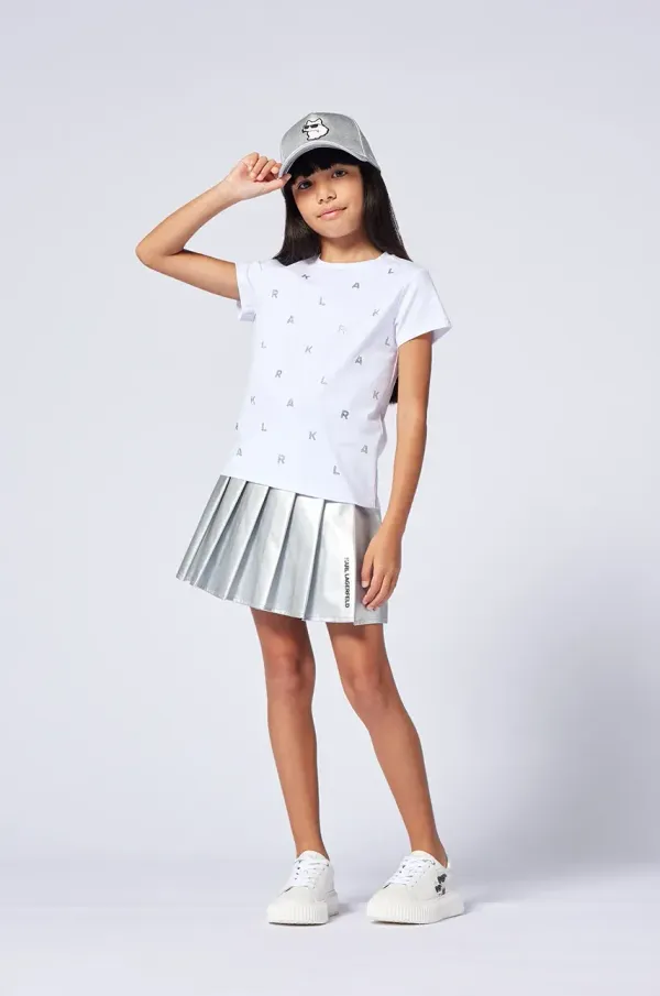Karl Lagerfeld Otroška kratka majica Karl Lagerfeld bela barva, Z30571