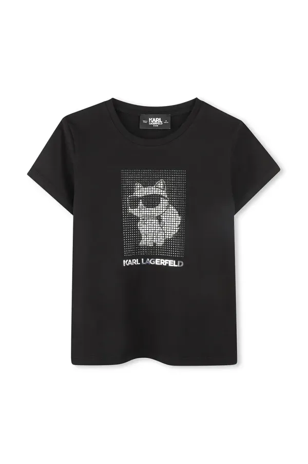 Karl Lagerfeld Otroška kratka majica Karl Lagerfeld črna barva, Z30489