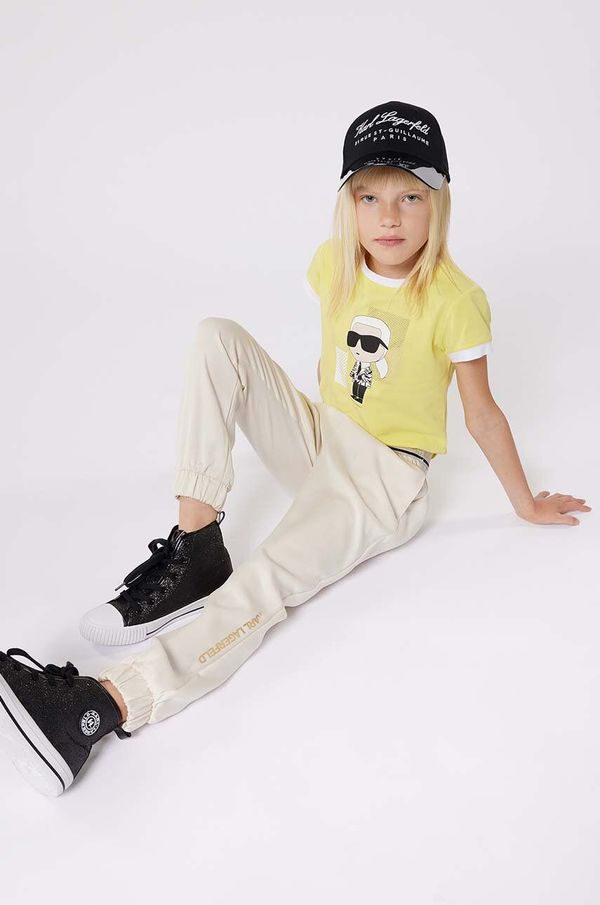 Karl Lagerfeld Otroška kratka majica Karl Lagerfeld rumena barva