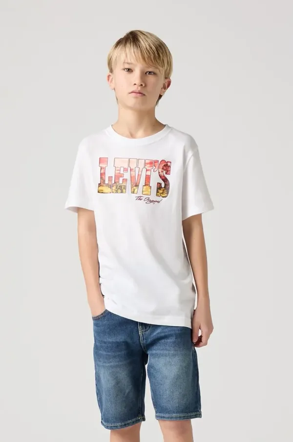 Levi's Otroška kratka majica Levi's OFF ROAD TEE bela barva, 9EM789