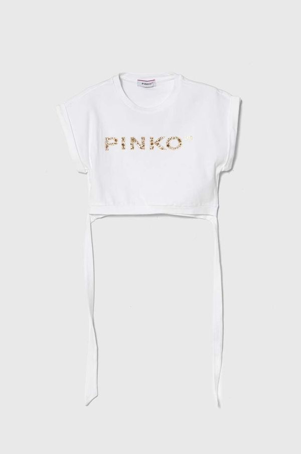 Pinko Up Otroška kratka majica Pinko Up bela barva