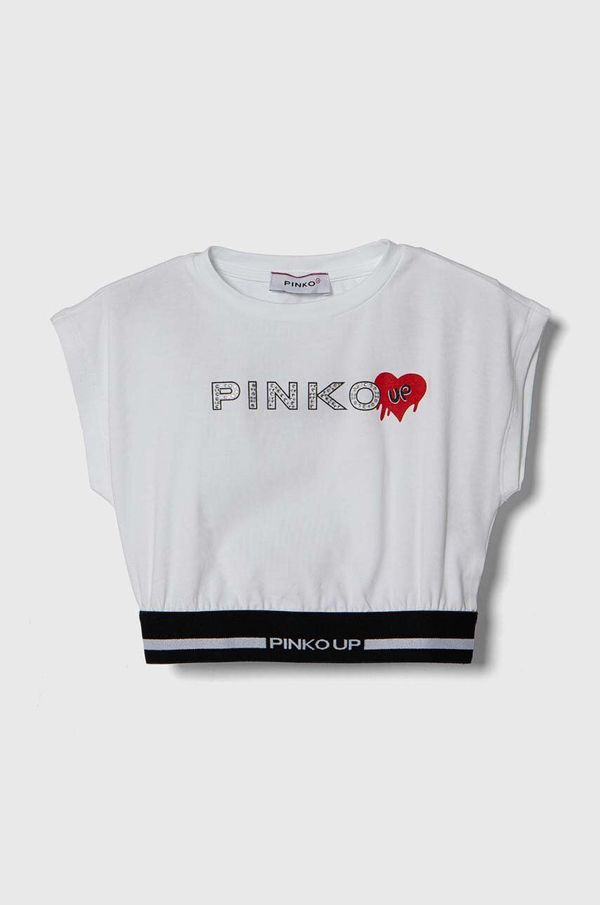 Pinko Up Otroška kratka majica Pinko Up bela barva