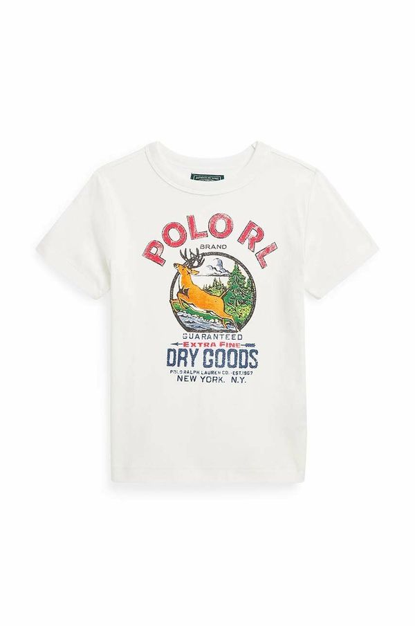Polo Ralph Lauren Otroška kratka majica Polo Ralph Lauren bež barva
