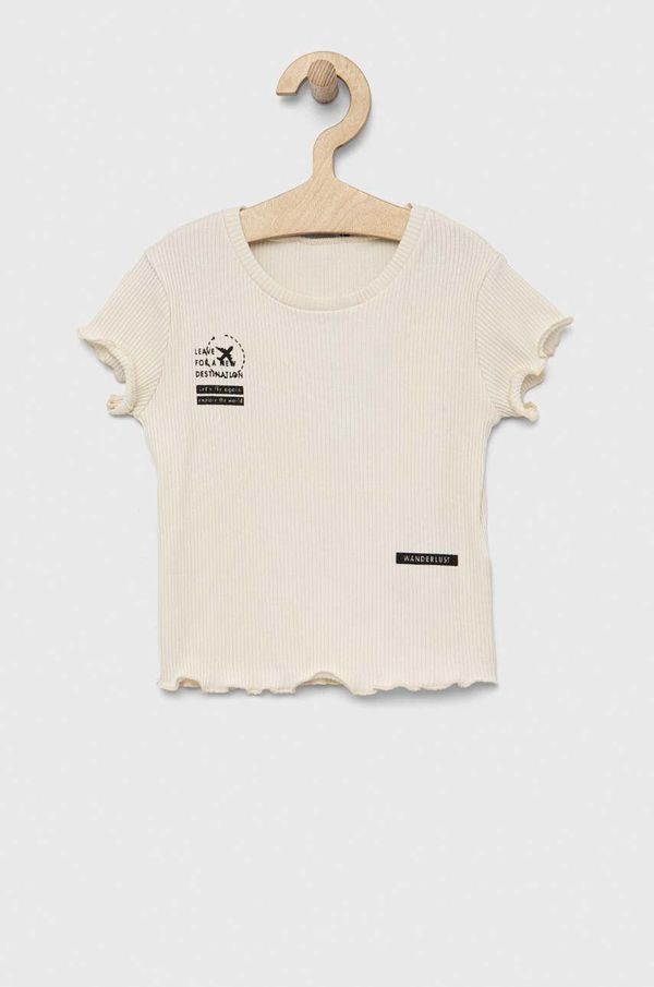 Sisley Otroška kratka majica Sisley bež barva