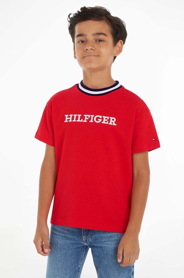 Tommy Hilfiger Otroška kratka majica Tommy Hilfiger rdeča barva