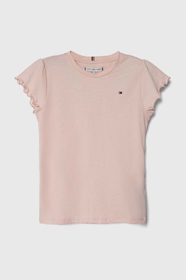 Tommy Hilfiger Otroška kratka majica Tommy Hilfiger roza barva