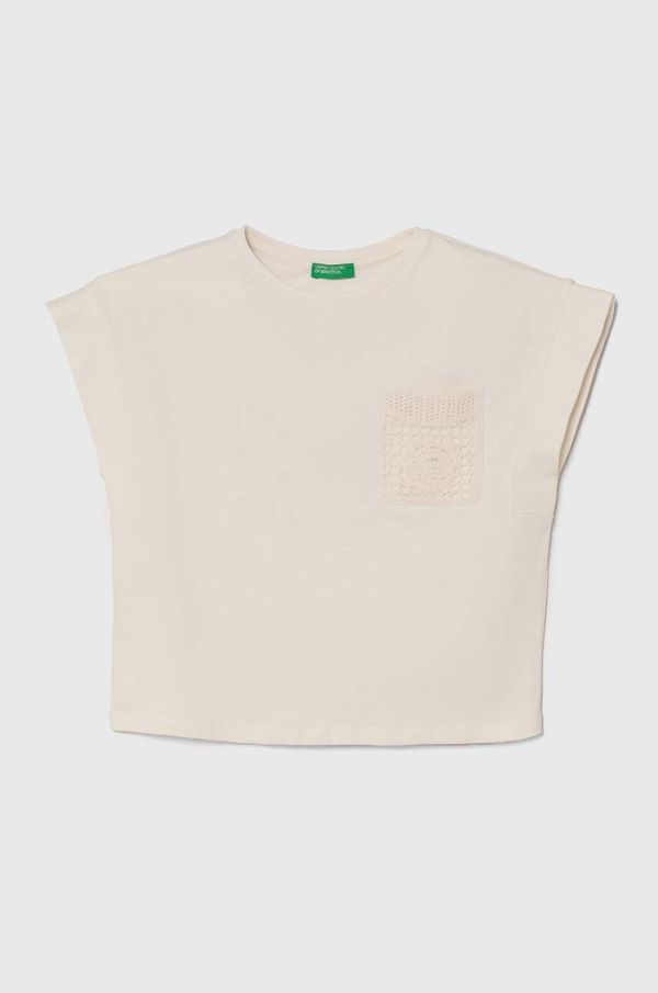 United Colors of Benetton Otroška kratka majica United Colors of Benetton bež barva