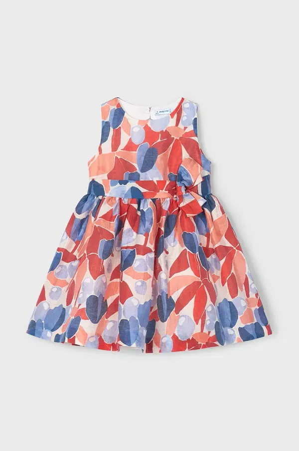 Mayoral Otroška lanena obleka Mayoral rdeča barva, 3913