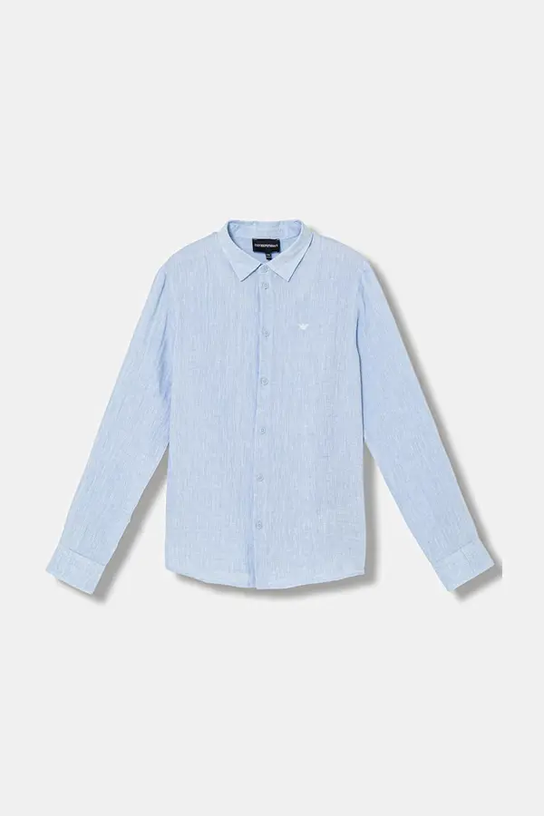 Emporio Armani Otroška lanena srajca Emporio Armani