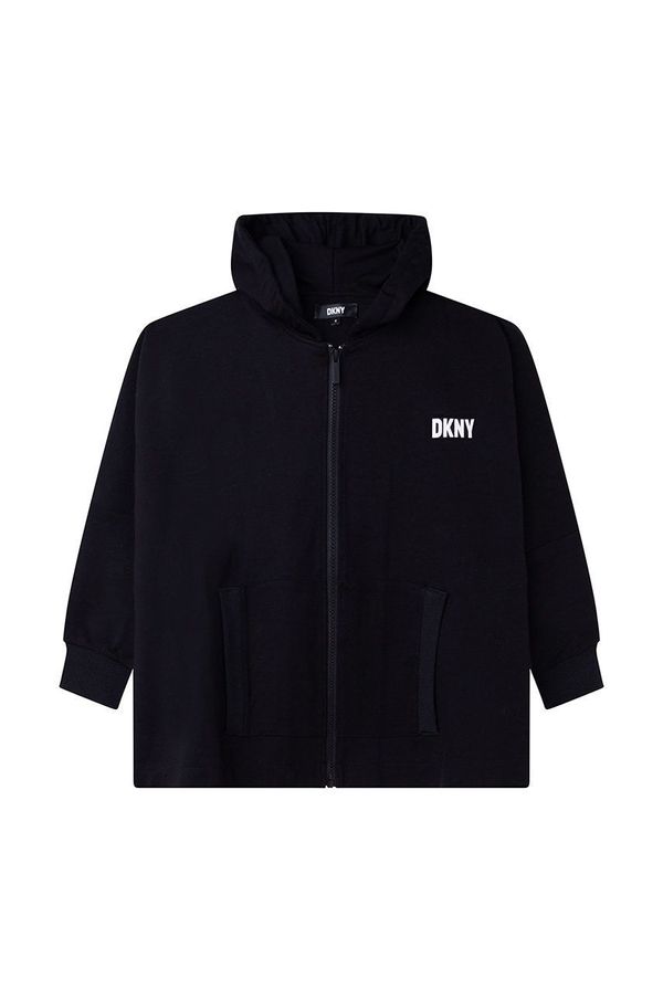 DKNY Otroška mikica Dkny črna barva, s kapuco