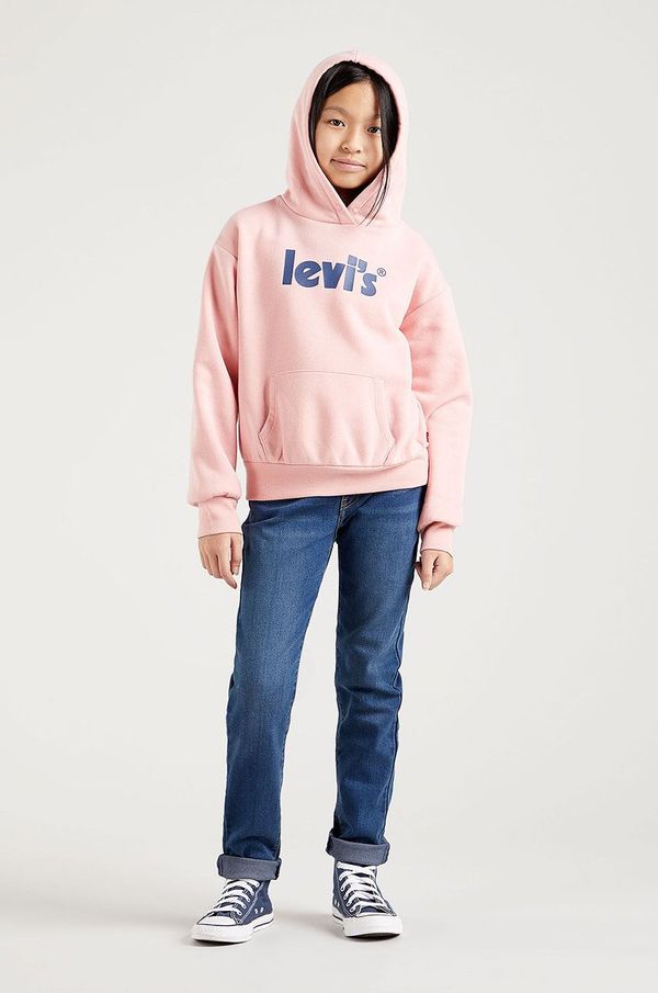 Levi's Otroška mikica Levi's roza barva, s kapuco
