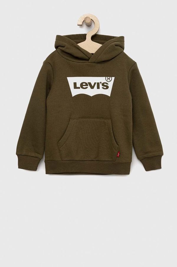 Levi's Otroška mikica Levi's zelena barva, s kapuco