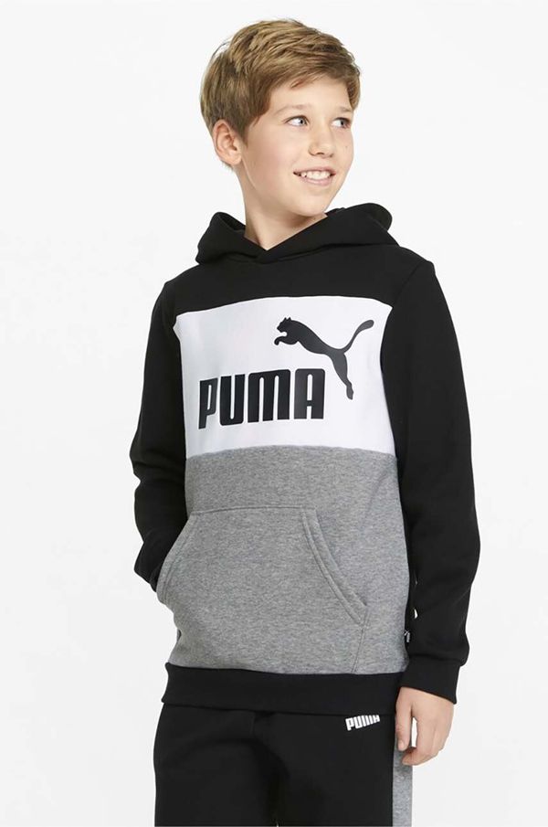 Puma Otroška mikica Puma črna barva, s kapuco