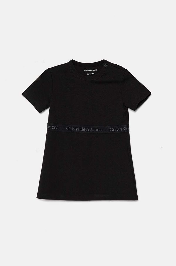 Calvin Klein Jeans Otroška obleka Calvin Klein Jeans črna barva, IN0IN00199
