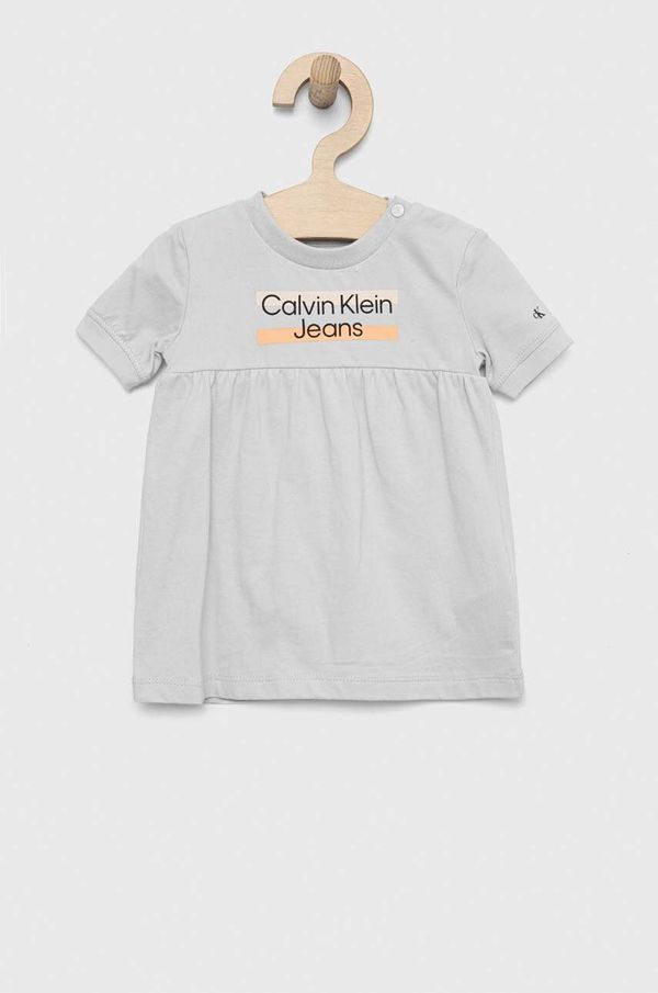 Calvin Klein Jeans Otroška obleka Calvin Klein Jeans siva barva