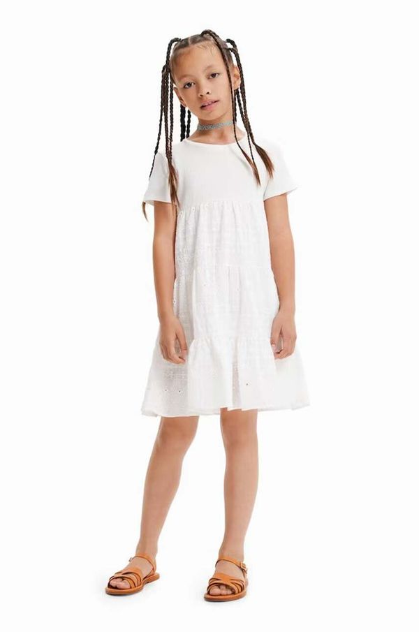 Desigual Otroška obleka Desigual bela barva