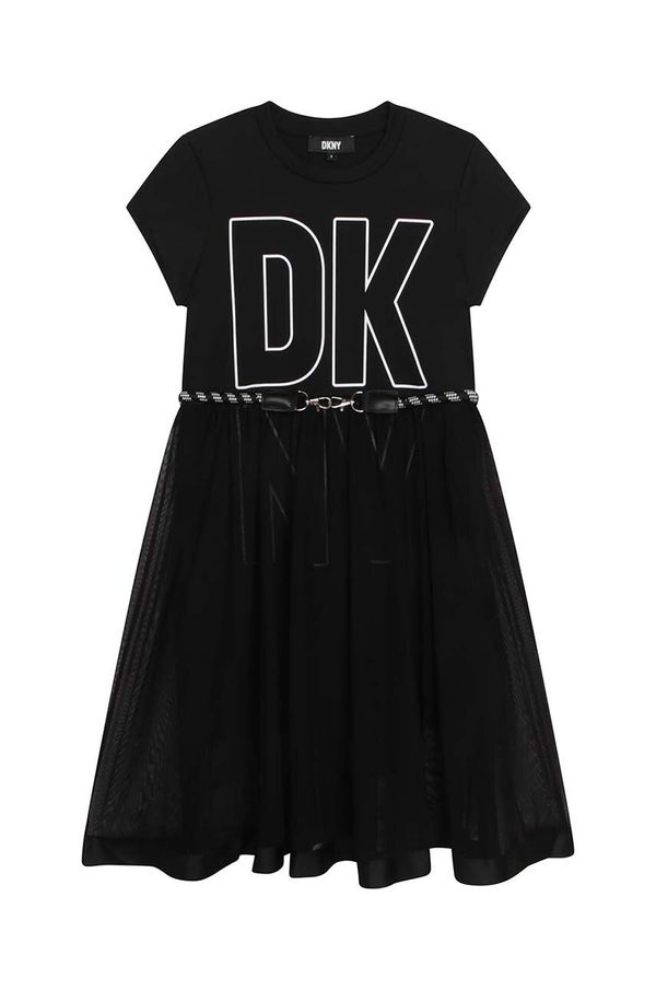 DKNY Otroška obleka Dkny črna barva
