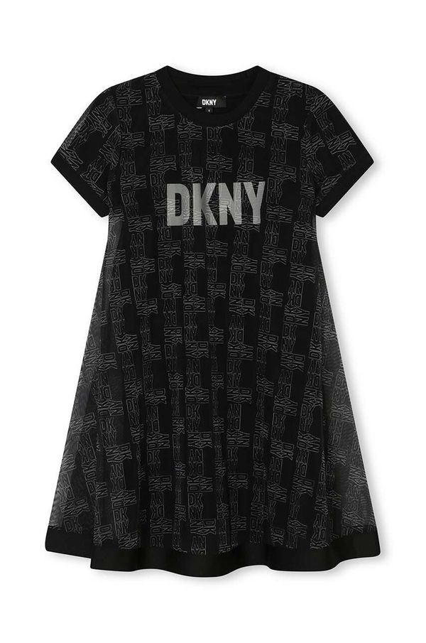 DKNY Otroška obleka Dkny črna barva