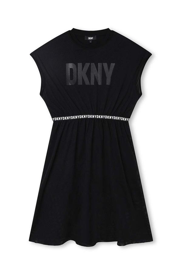 DKNY Otroška obleka Dkny črna barva