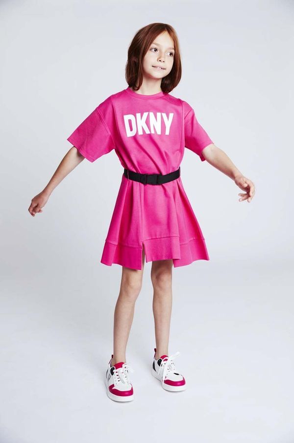 DKNY Otroška obleka Dkny roza barva