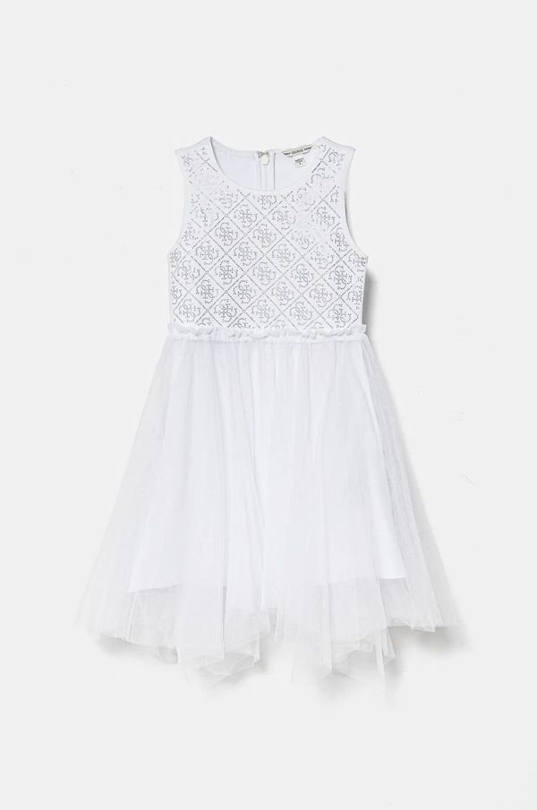 Guess Otroška obleka Guess bela barva, J5RK08 KAUH0