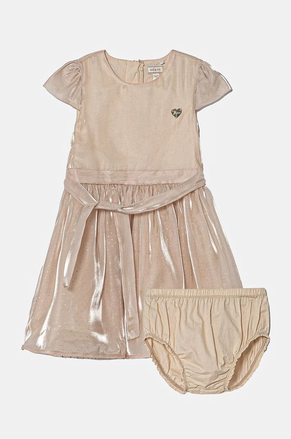 Guess Otroška obleka Guess bež barva, A5RK09 WGWQ0