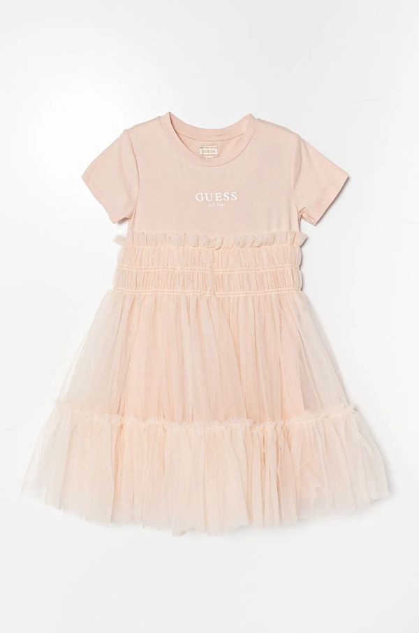 Guess Otroška obleka Guess oranžna barva, K5RK14 K6YW0