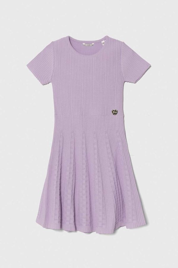 Guess Otroška obleka Guess vijolična barva
