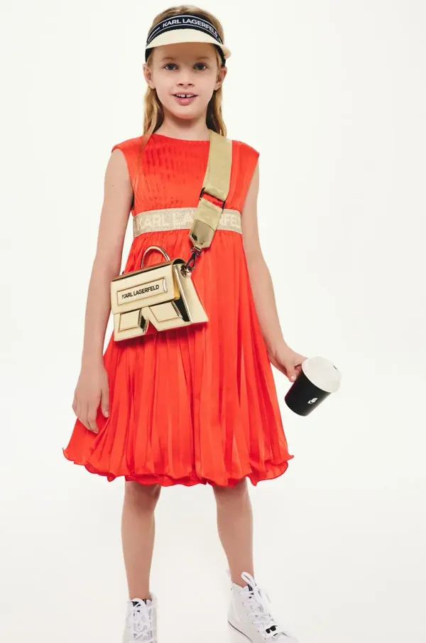 Karl Lagerfeld Otroška obleka Karl Lagerfeld oranžna barva, Z30453
