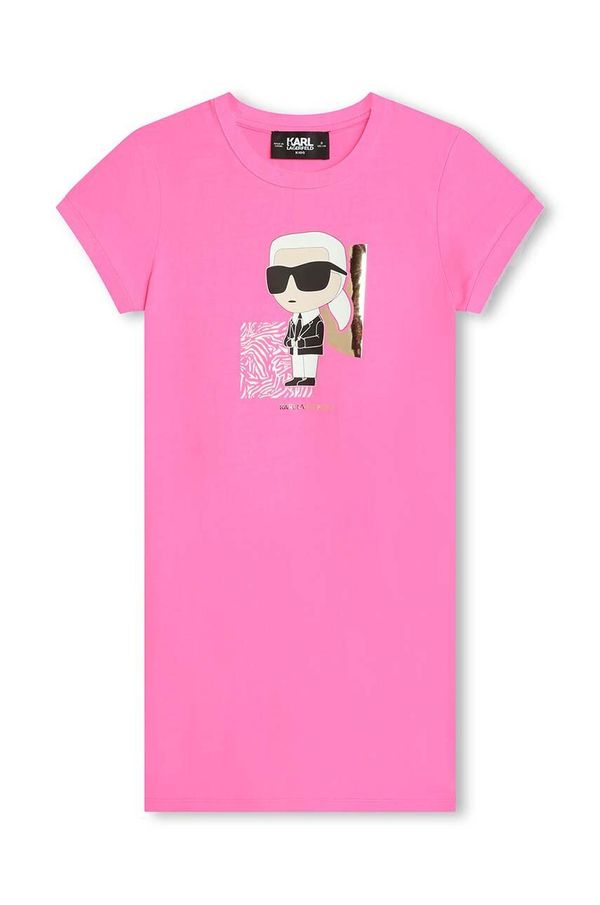 Karl Lagerfeld Otroška obleka Karl Lagerfeld roza barva