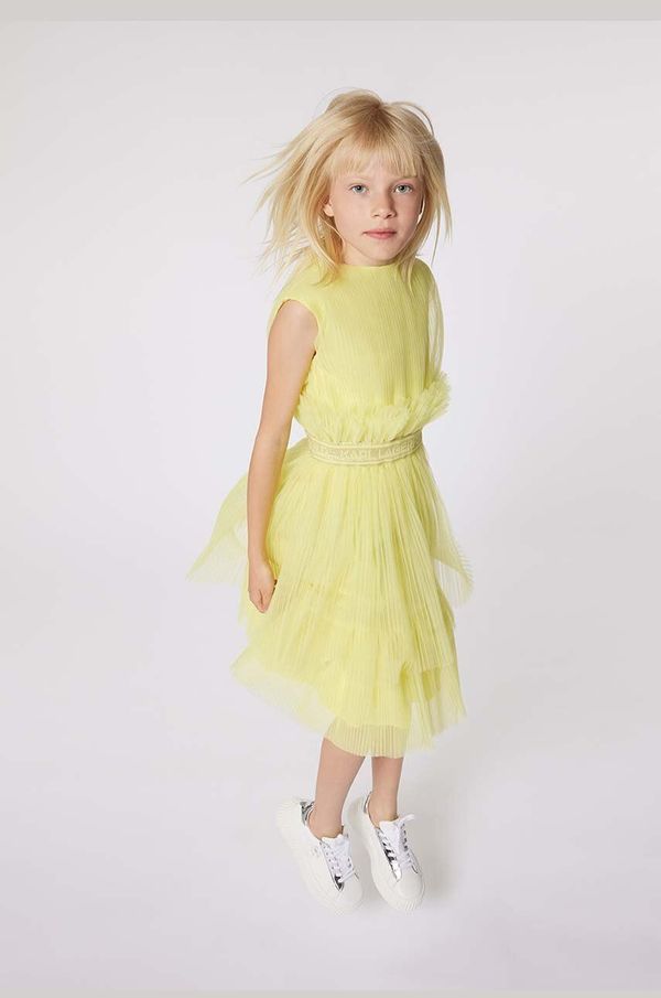 Karl Lagerfeld Otroška obleka Karl Lagerfeld rumena barva