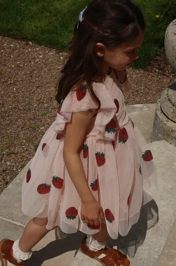 Konges Sløjd Otroška obleka Konges Sløjd YVONNE FRILL DRESS roza barva, KS102288