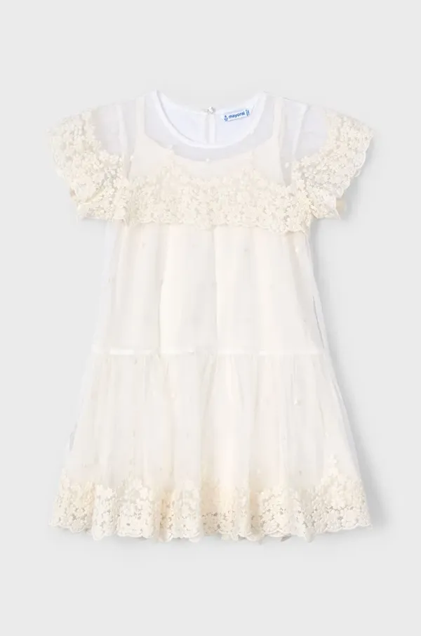 Mayoral Otroška obleka Mayoral bež barva, 3909