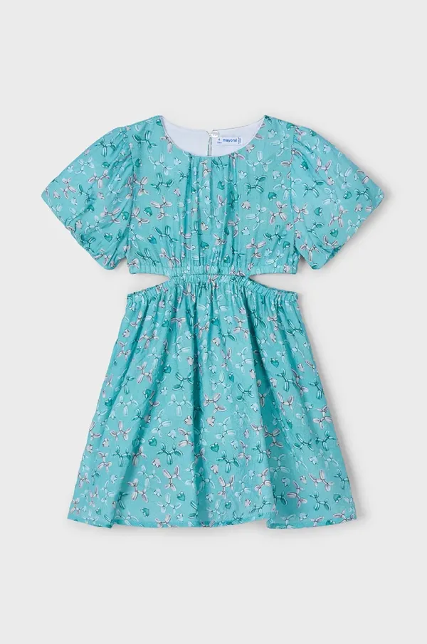 Mayoral Otroška obleka Mayoral turkizna barva, 3923