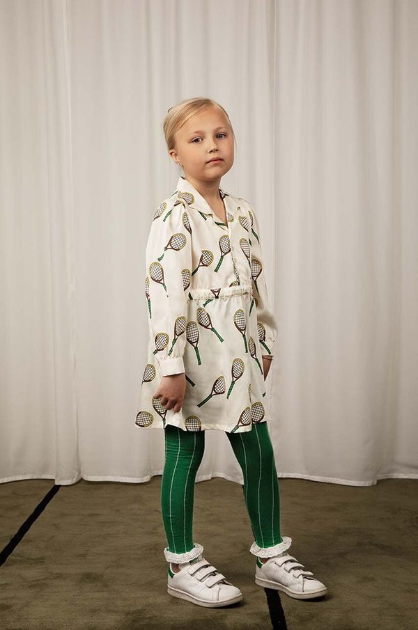 Mini Rodini Otroška obleka Mini Rodini bela barva