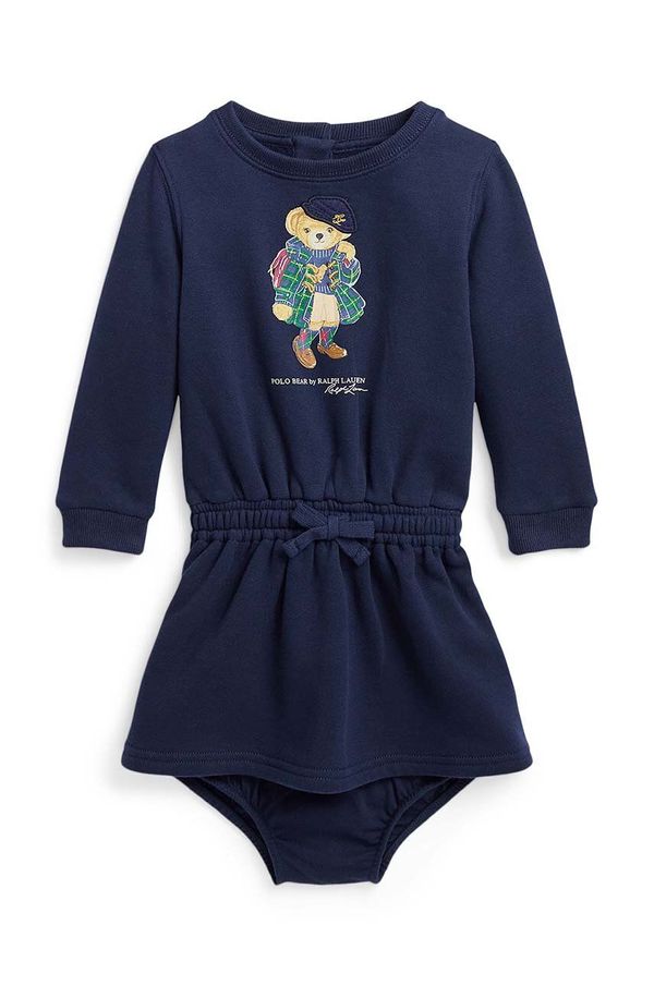Polo Ralph Lauren Otroška obleka Polo Ralph Lauren mornarsko modra barva