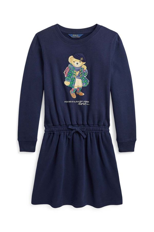 Polo Ralph Lauren Otroška obleka Polo Ralph Lauren mornarsko modra barva