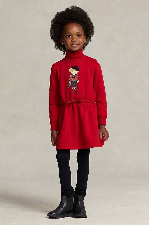 Polo Ralph Lauren Otroška obleka Polo Ralph Lauren rdeča barva