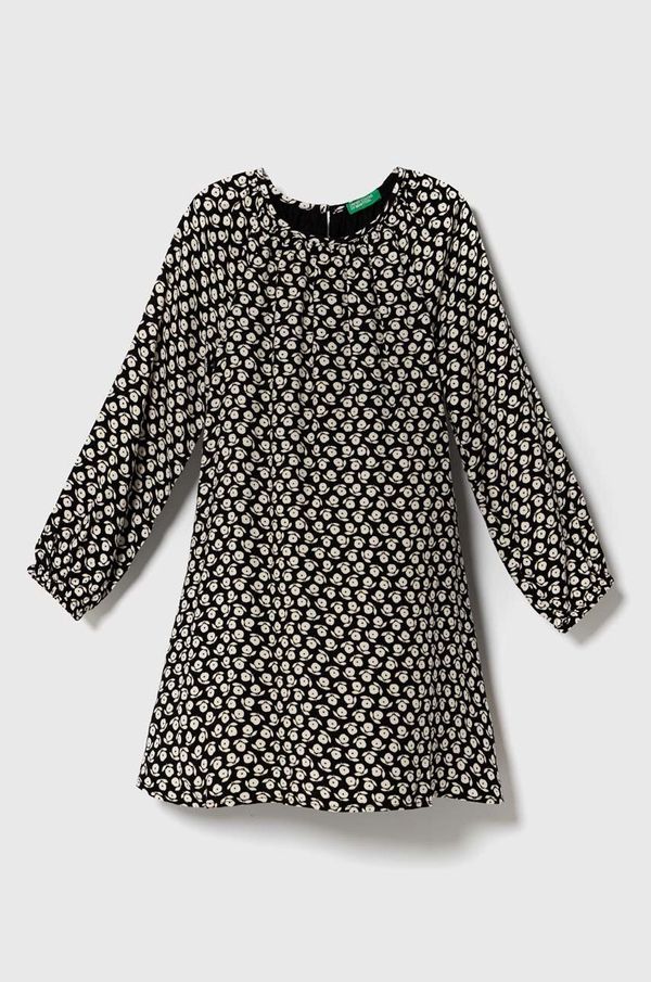 United Colors of Benetton Otroška obleka United Colors of Benetton črna barva