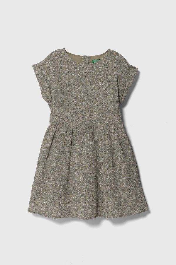 United Colors of Benetton Otroška obleka United Colors of Benetton zelena barva